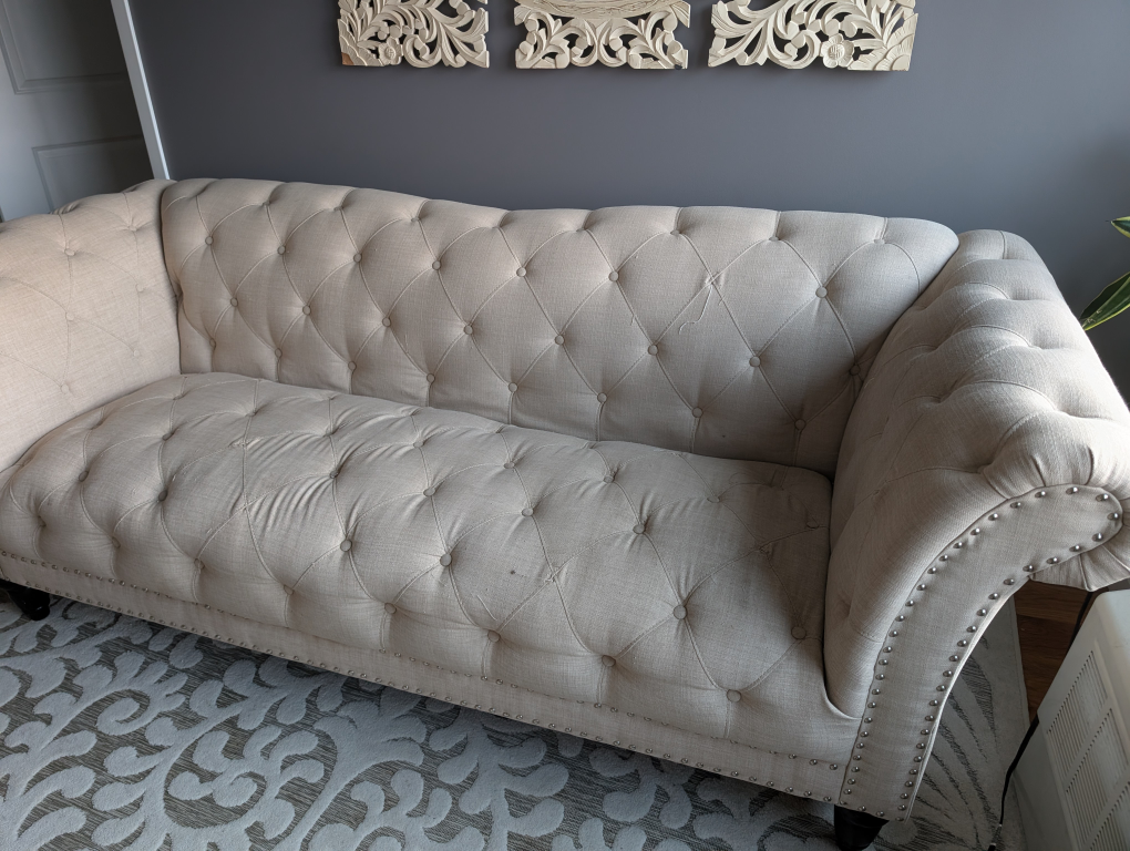Tufted Chesterfield Style Sofa - Beige - photo 3