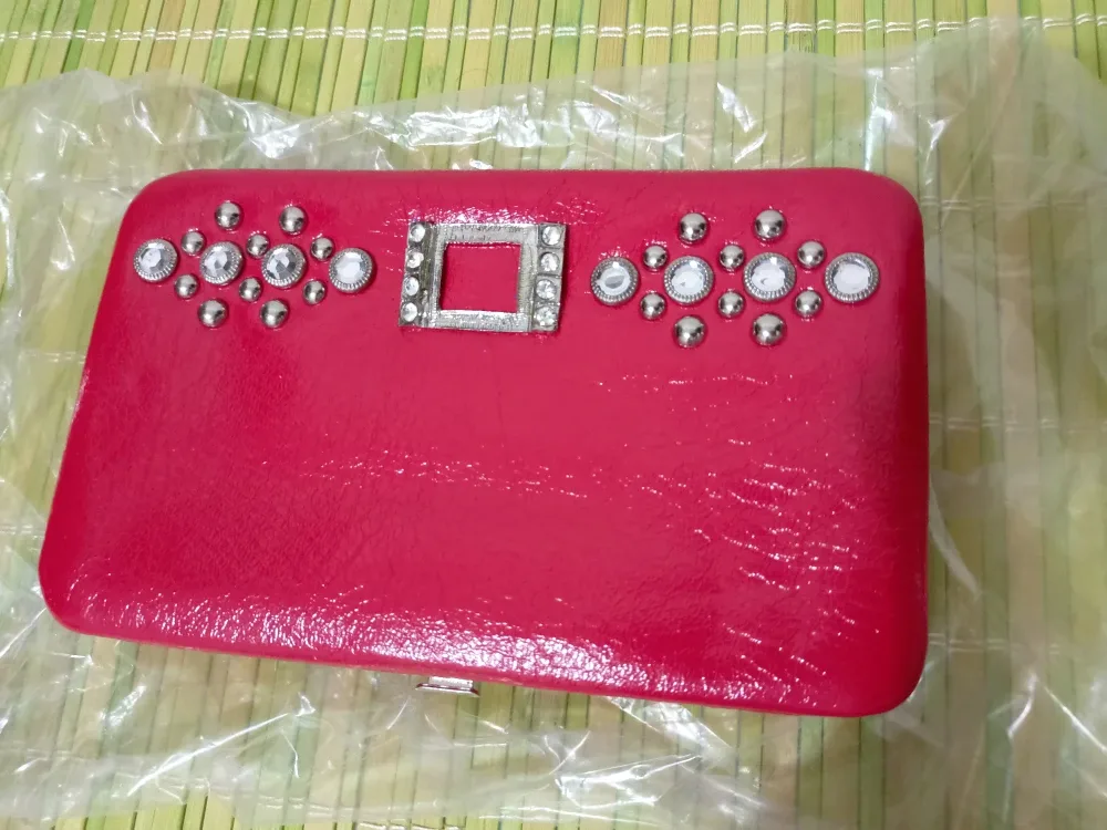 Red Clutch Wallet with Rhinestone Detail 🧡 summer wallet 🧡 thumbnail