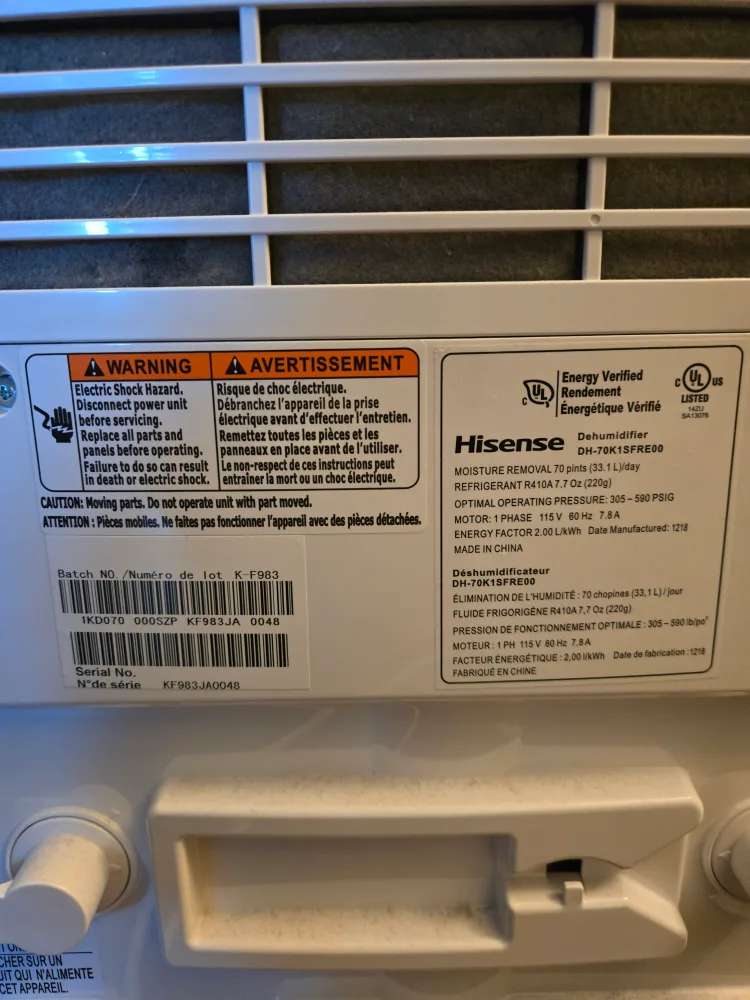 Hisense 70 Pint Dehumidifier DH-70K1SFRE00 image indicator(5)