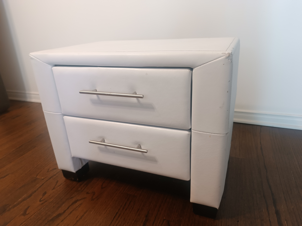 White Faux Leather 2-Drawer Nightstand - photo 2