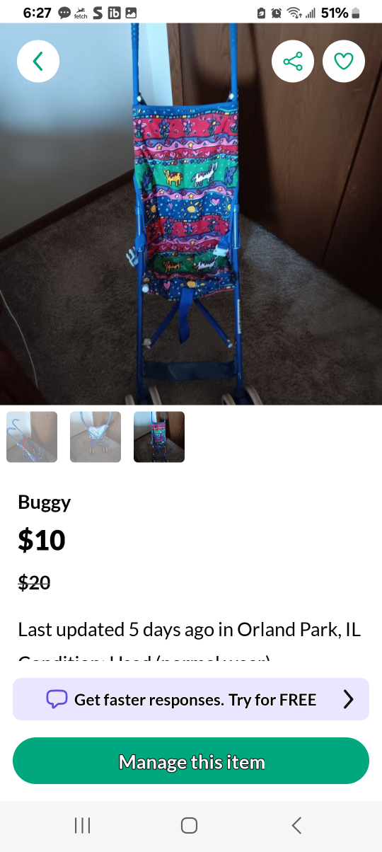 Blue Children's Umbrella Stroller - photo 2
