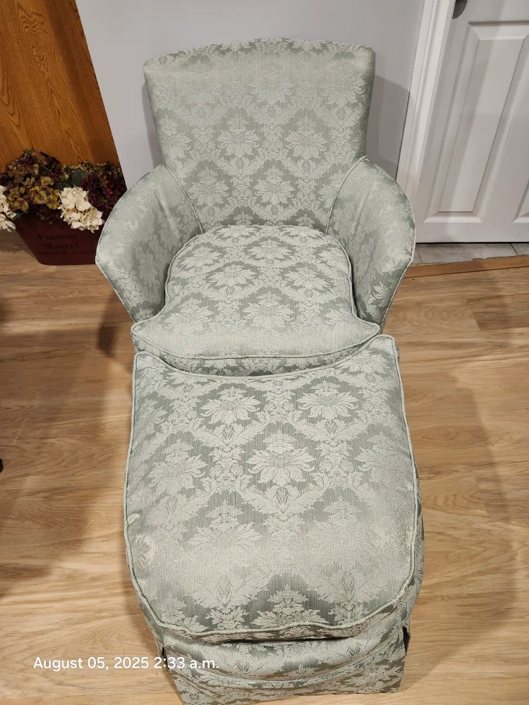 Vintage Petite Floral Armchair  & Ottoman Set thumbnail