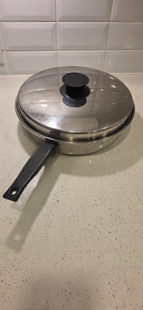 Vintage Stainless Steel Skillet with Lid thumbnail