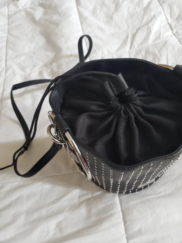 Aldo Black Studded Bucket Bag image indicator(3)