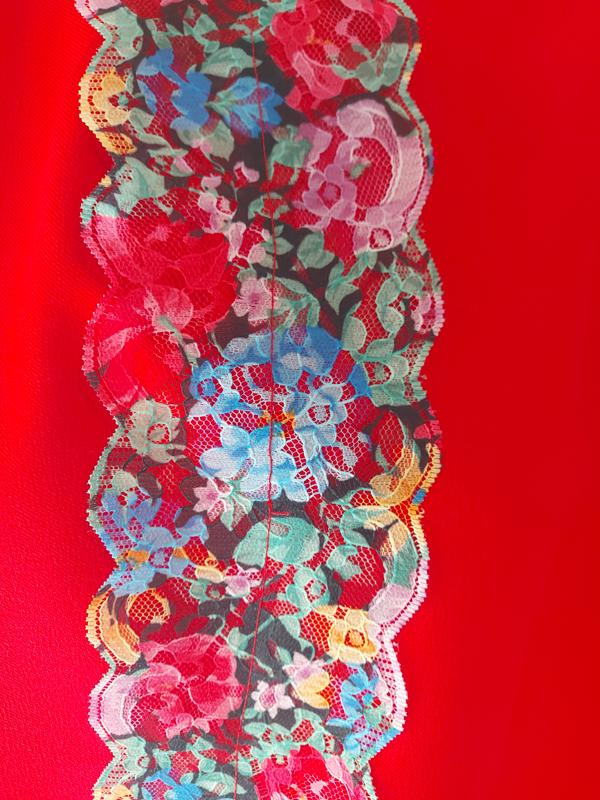 Red Floral Trimmed Top - photo 2