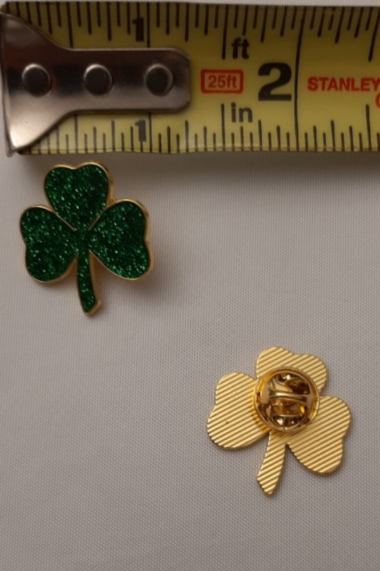 Shamrock Pin  - Green Glitter Look & Gold