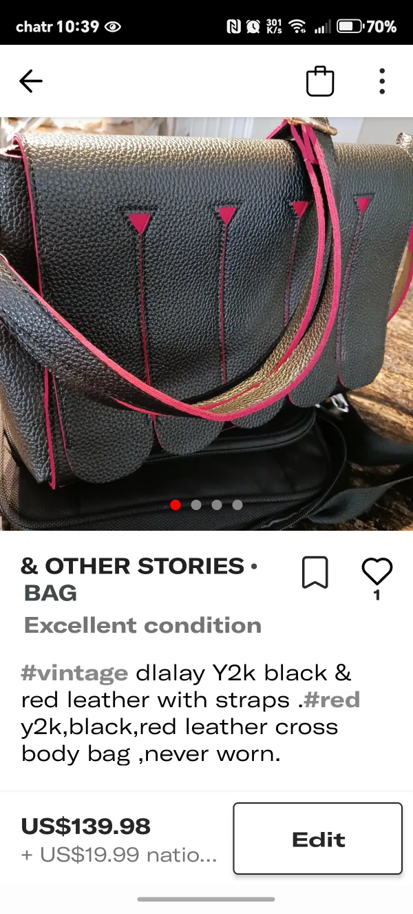 & Other Stories Black Leather Crossbody Bag image indicator(4)