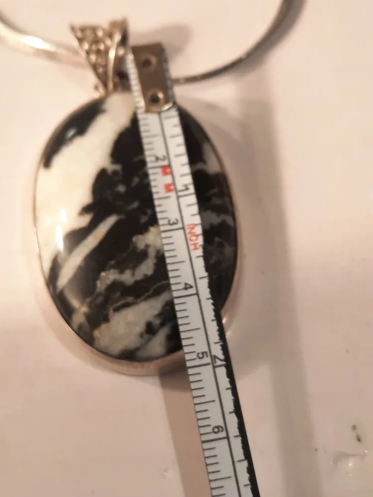 Sterling Silver Necklace with Zebra Stone Pendant image indicator(7)