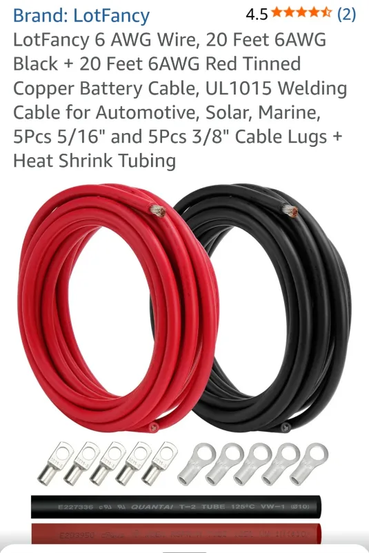 6 AWG Tinned Copper Wire & Connectors thumbnail