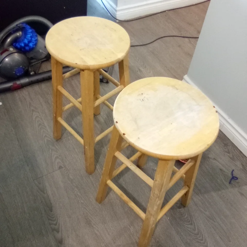 Wooden Stools - Set of 2 thumbnail