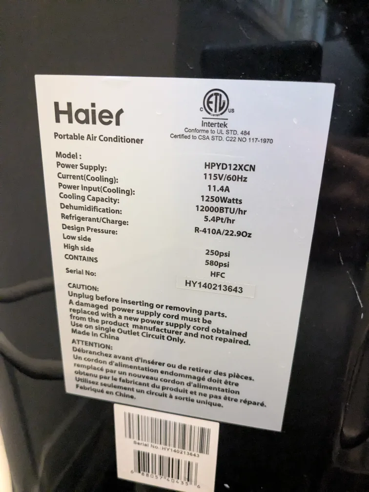Haier Portable Air Conditioner HPYD12XCN image indicator(3)
