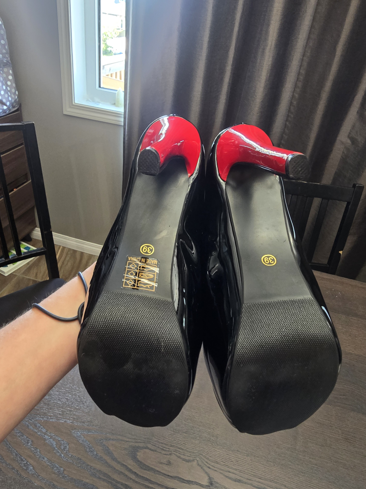 Black & Red 5 inch Platform Heels - Size 8 - photo 3