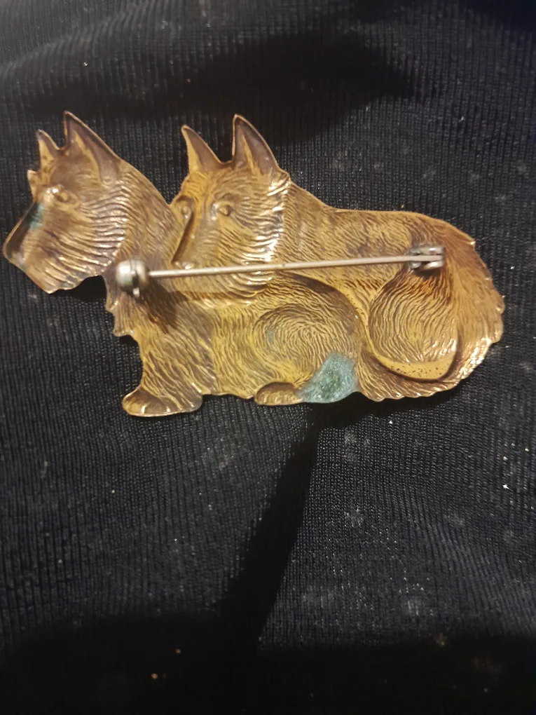 Vintage Gold Tone Scottish Terrier Dog Brooch image indicator(2)