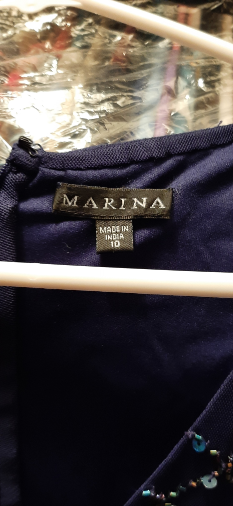 Marina Navy Blue Embellished Capelet Gown - photo 3