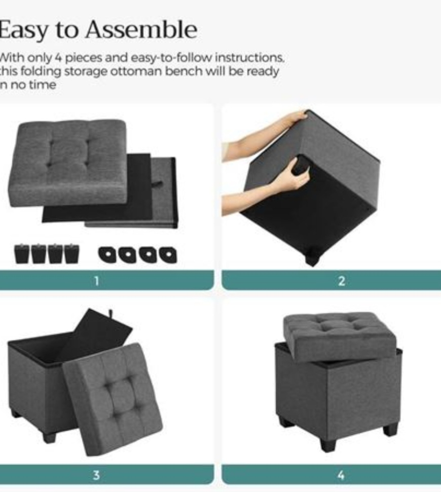 SONGMICS Folding Storage Ottoman Cube - photo 3