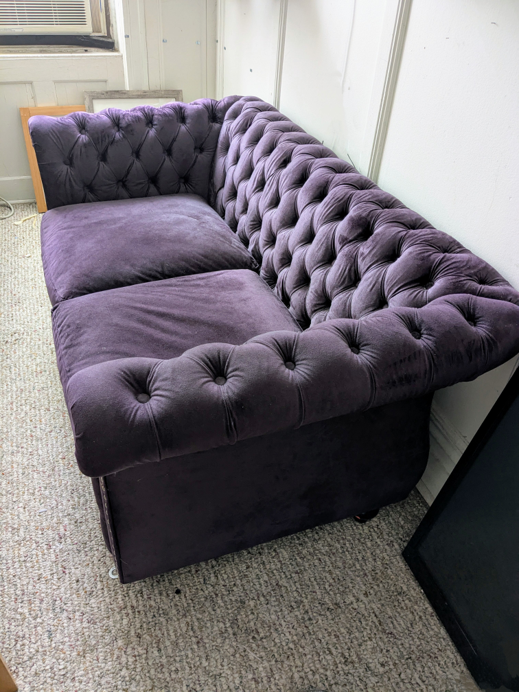 Plush Purple Tufted Sofa