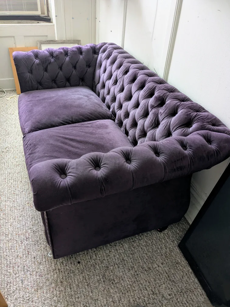 Plush Purple Tufted Sofa thumbnail