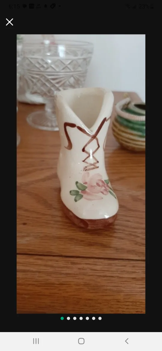 Vintage mini ceramic porcelain shoe- thumbnail