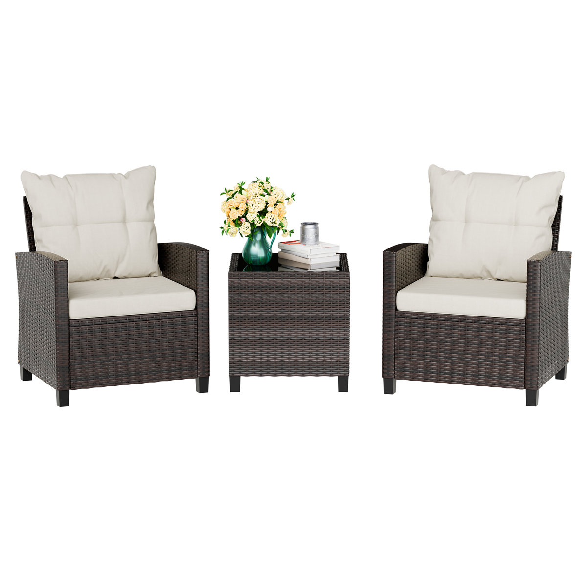 3-Piece Wicker Patio Set - 2 Chairs & Table - photo 4