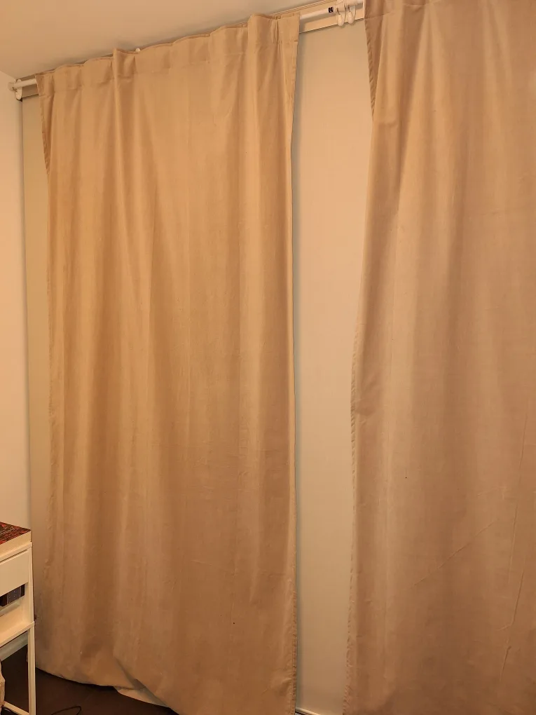 H&M Home Beige Velvet Curtains (x2) image indicator(2)