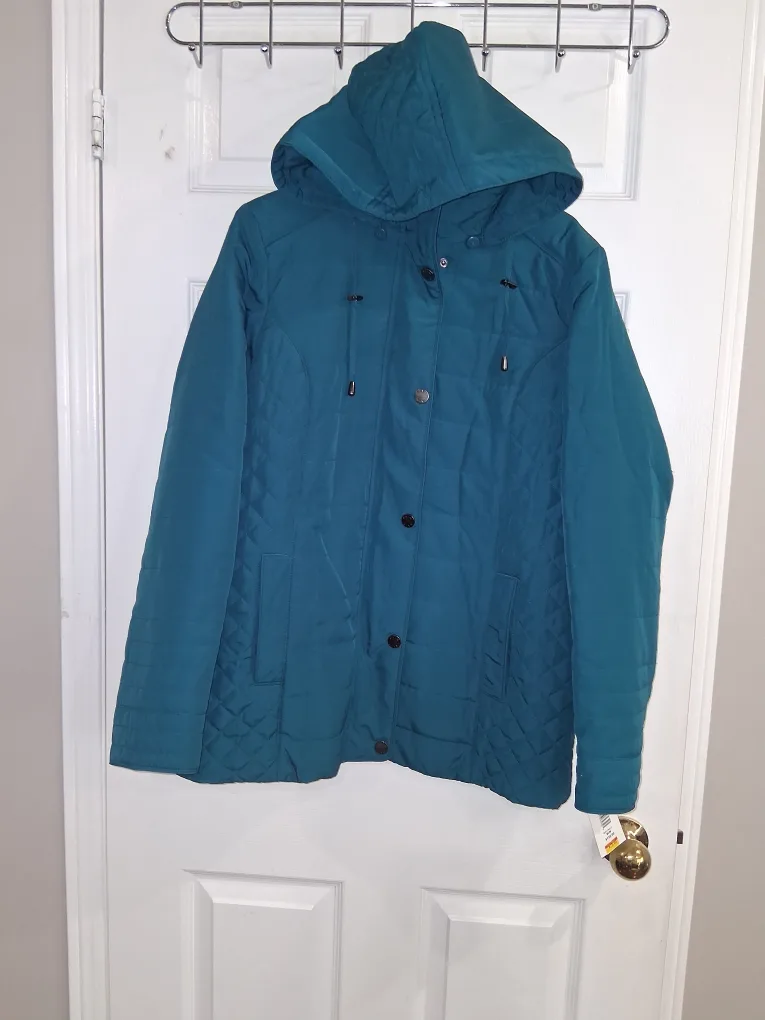 Teal Quilted Hooded Jacket thumbnail
