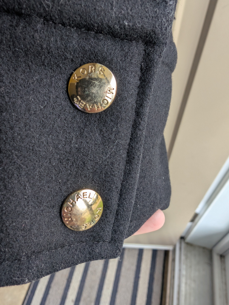Michael Kors Wool Peacoat with hood & gold accents - photo 3