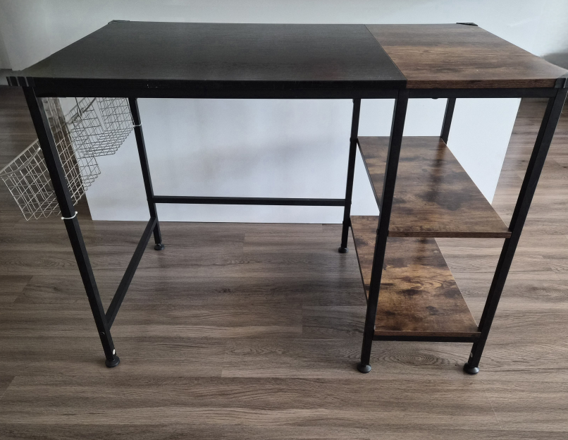 Black top office table with wooden finish