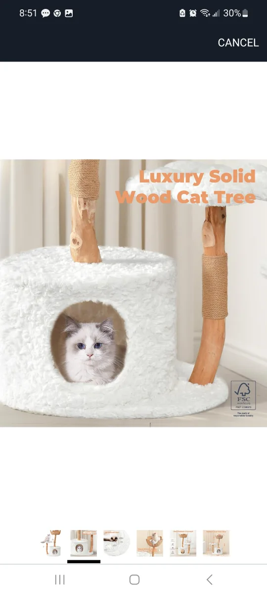 Easygo Modern Cat Tree - Rabbit Hair White brand new image indicator(3)