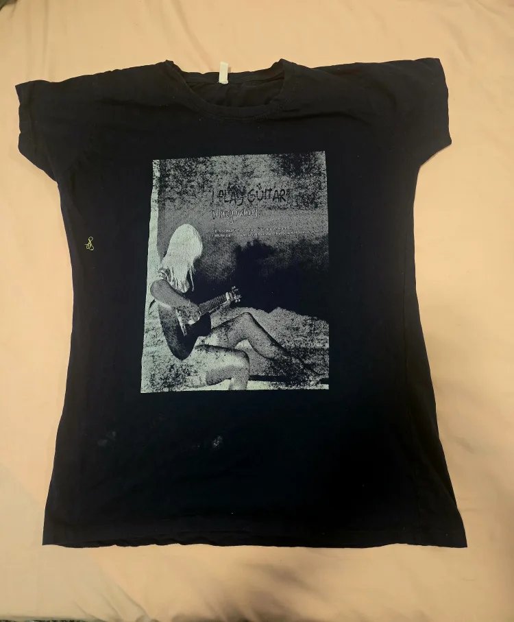 Black T-shirt with Guitar Print thumbnail