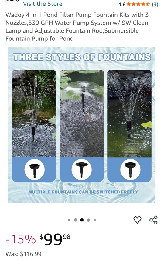 Wadoy 4-in-1 Pond Filter Pump Fountain Kit image indicator(2)