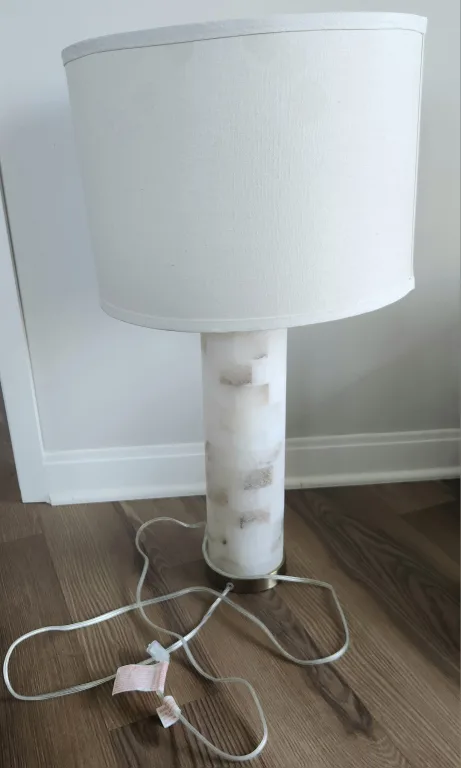 White & Gold Accent marble Table Lamp thumbnail