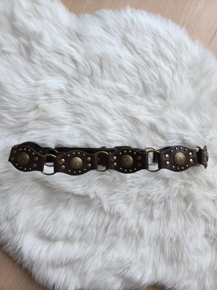 Brown Leather Belt with Gold Accents thumbnail