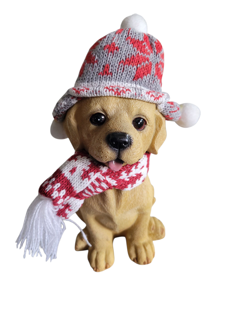 Dog Figurine with Winter Hat and Scarf