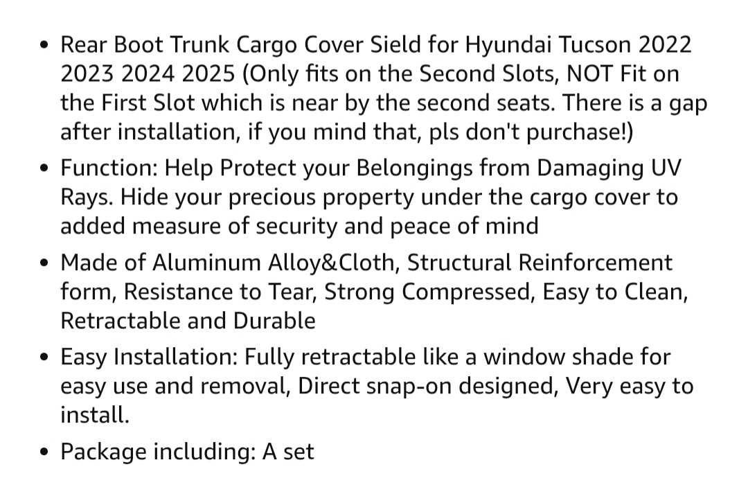 Hyundai Tucson 2022-2025 Cargo Cover - photo 4