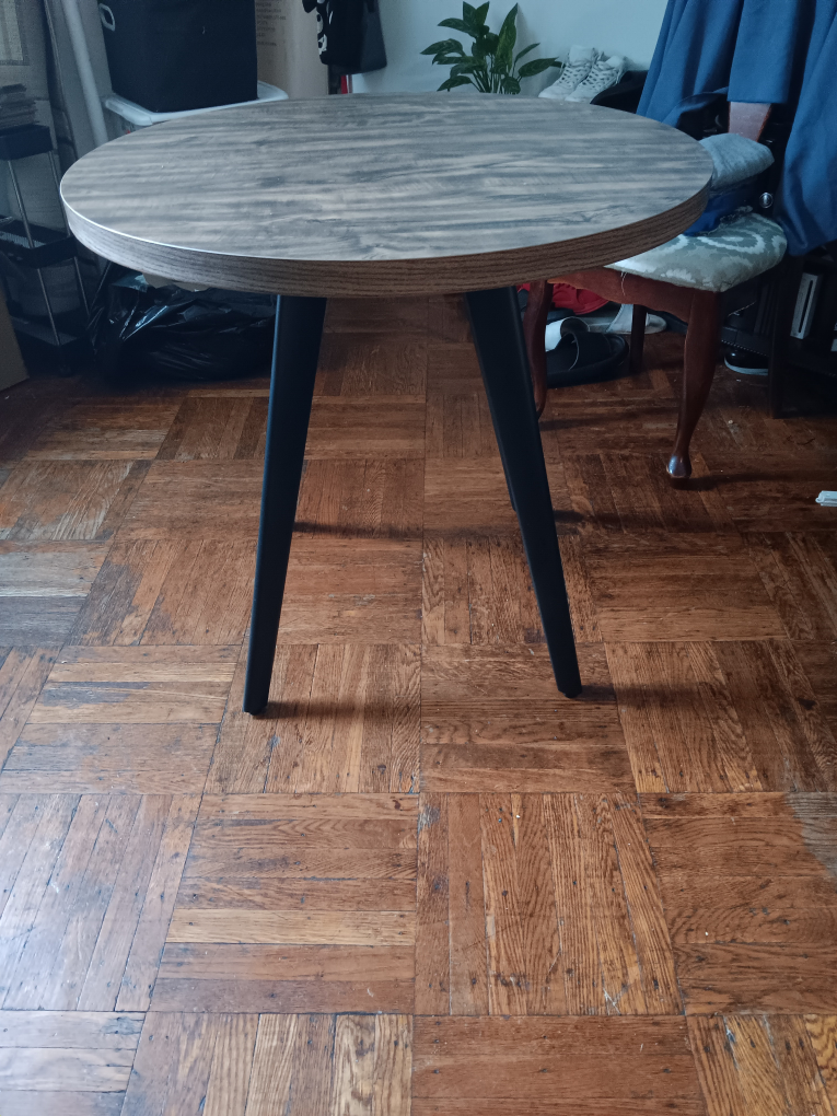 "MOVING OUT SALE" Round Dining Table with Wood Grain Top - photo 2
