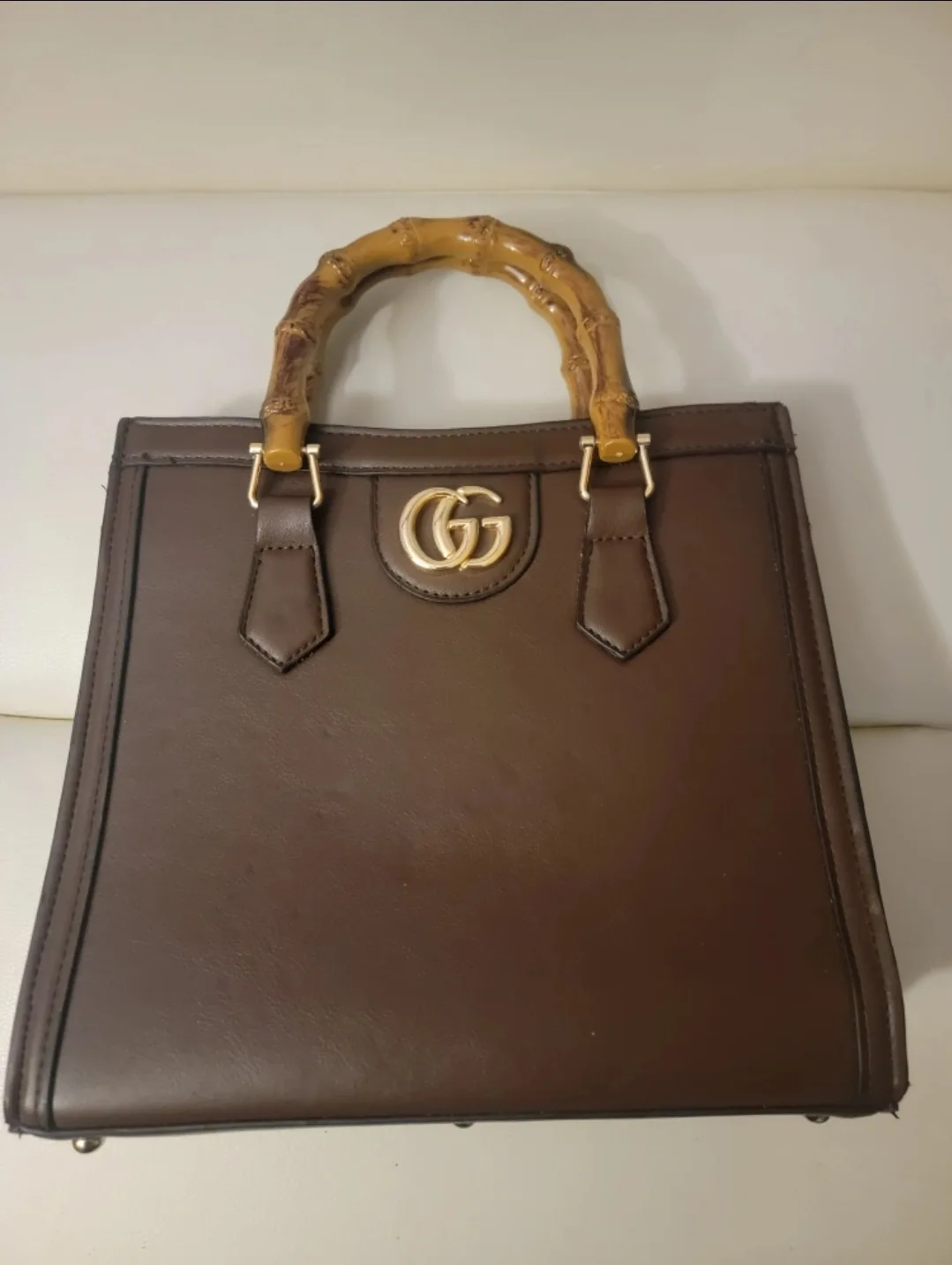 Gucci Style Bamboo Handle Brown Bag thumbnail