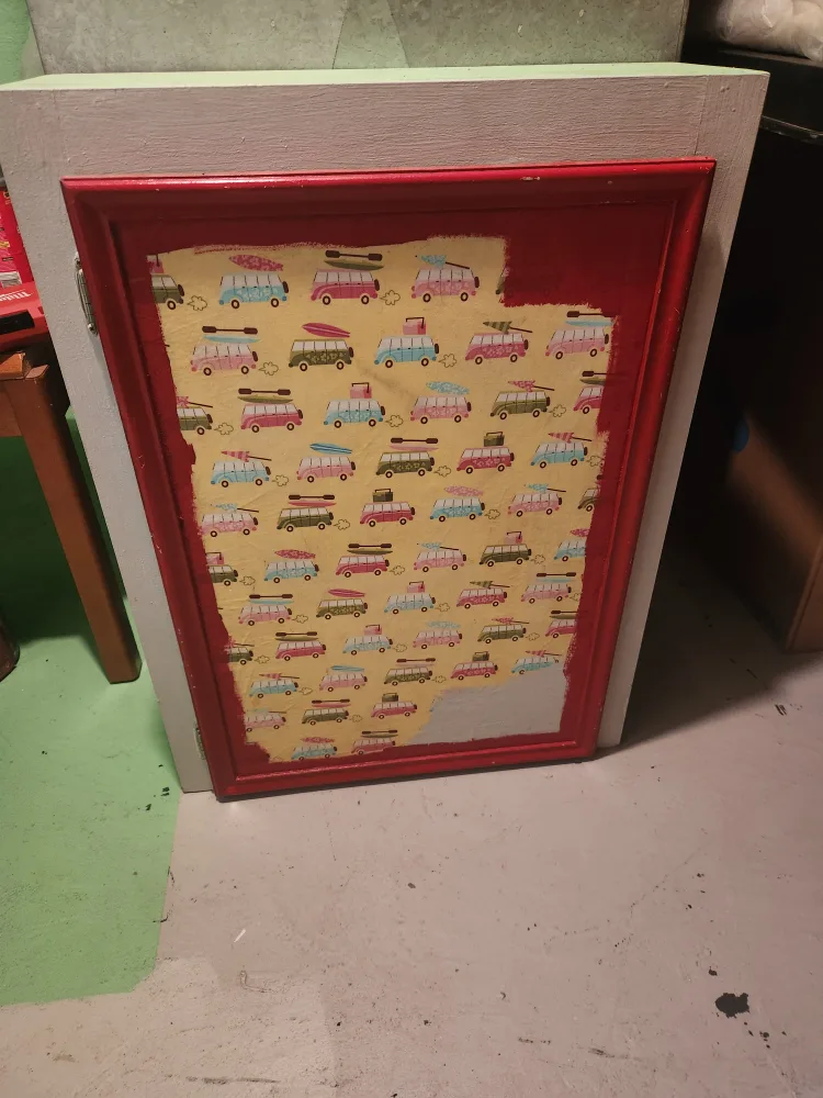 Upcycled Cabinet - Red Trim