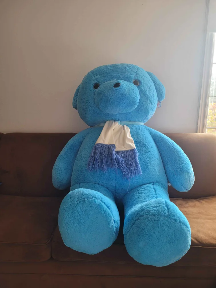 Giant Blue Teddy Bear with Scarf image indicator(3)