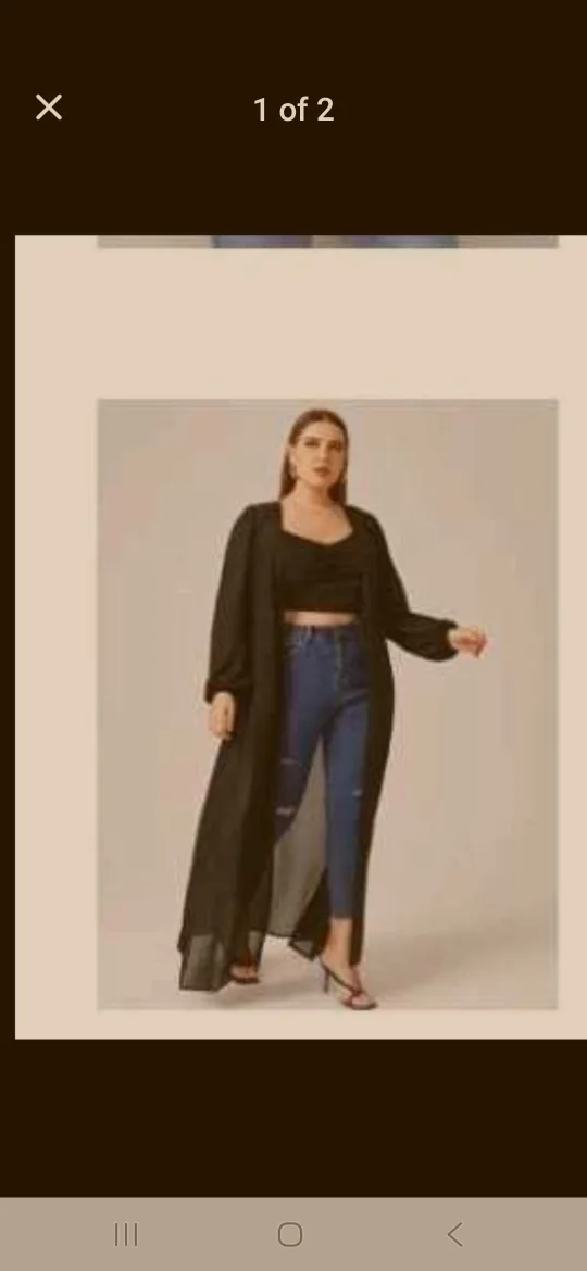 Black Sheer Long Sleeve Cover-Up - Size L thumbnail