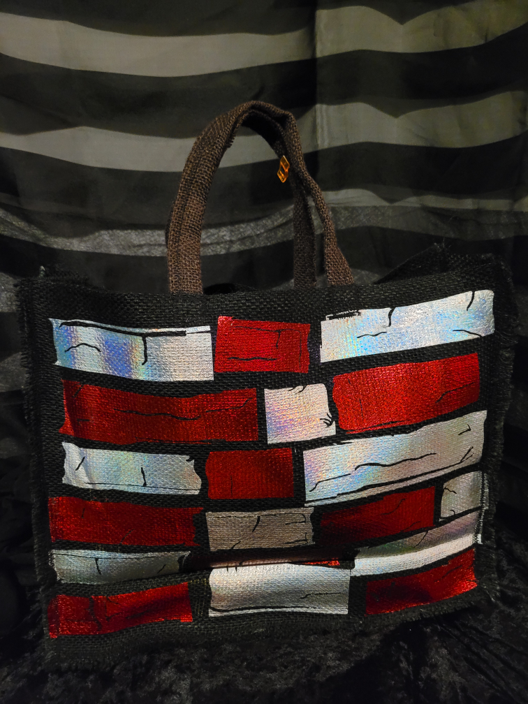 black raw edges burlap tote bag - photo 2