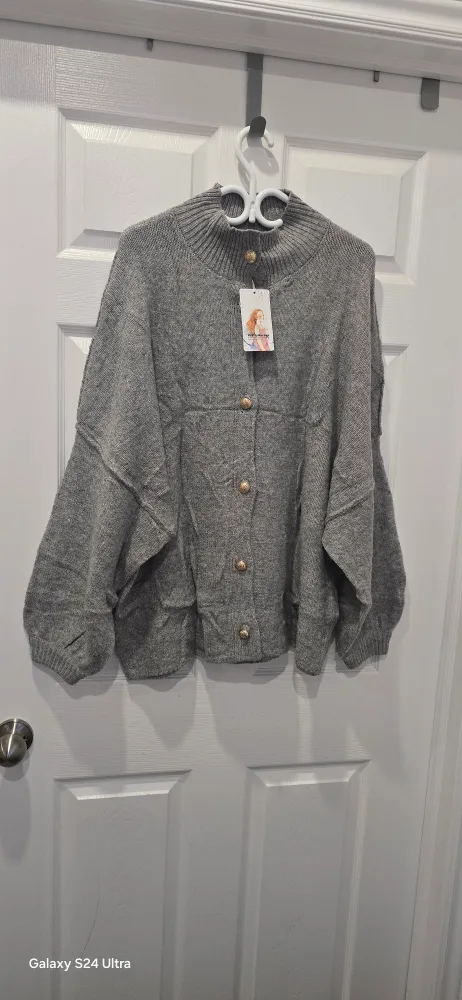 PrettyGarden Grey Button-Down Knit Cardigan - Size M thumbnail