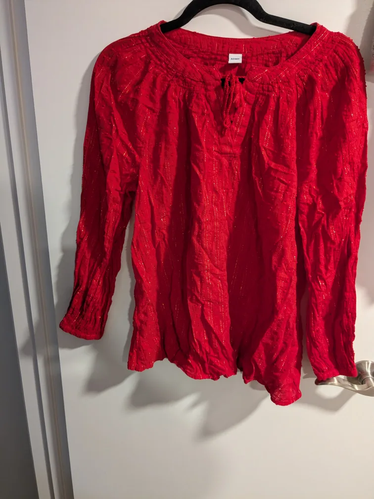 Old Navy Red Long Sleeve Blouse thumbnail