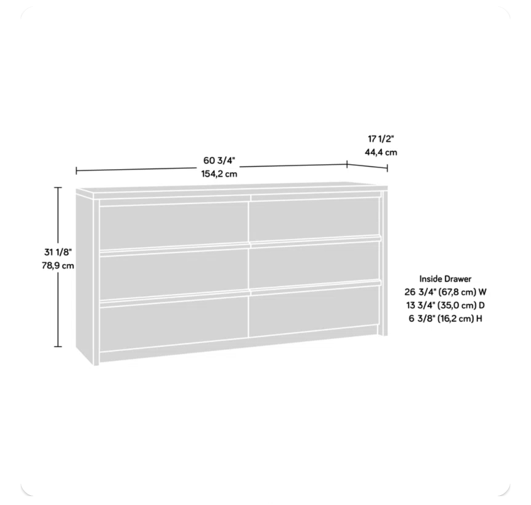 White & Wood Patterned 6-Drawer Dresser - photo 4