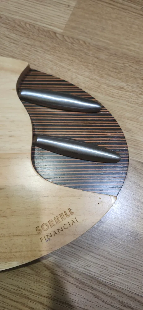 Sorrell Financial cutting Board with two Knives. Price firm image indicator(2)