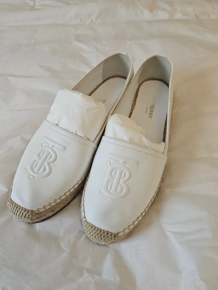 Burberry White Leather Espadrilles Size 9 image indicator(8)