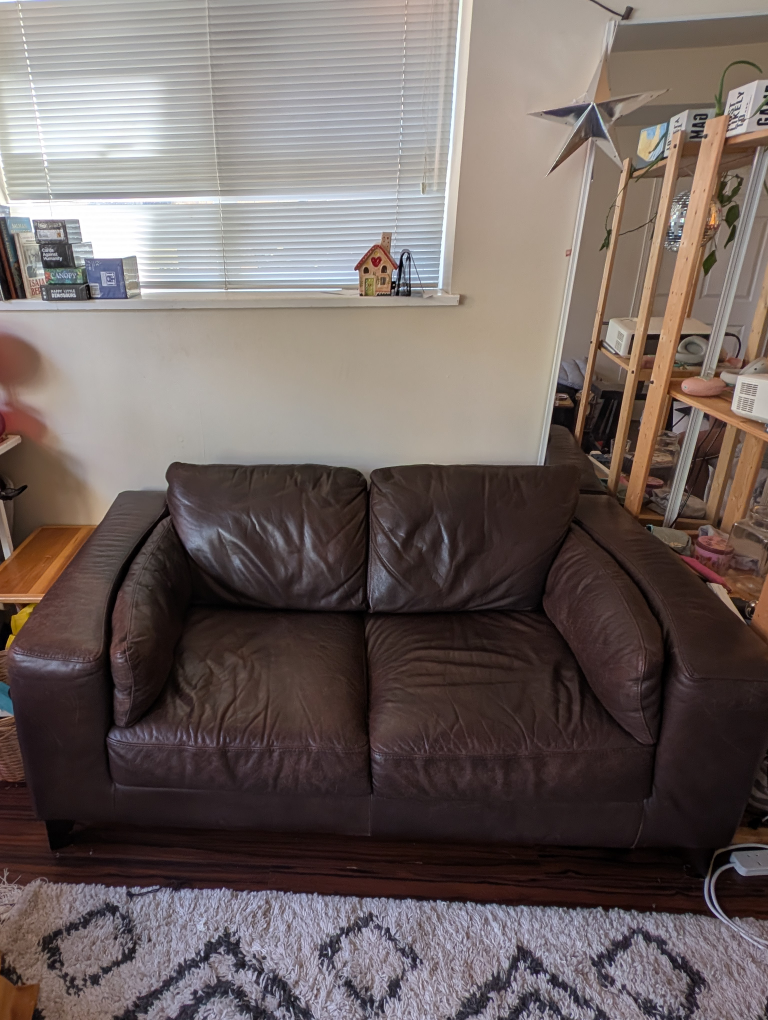 Brown Leather Loveseat Sofa