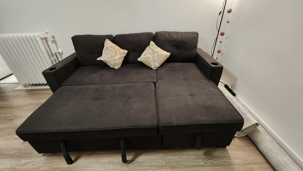 Pull-Out Sectional Sofa Bed - Dark Grey