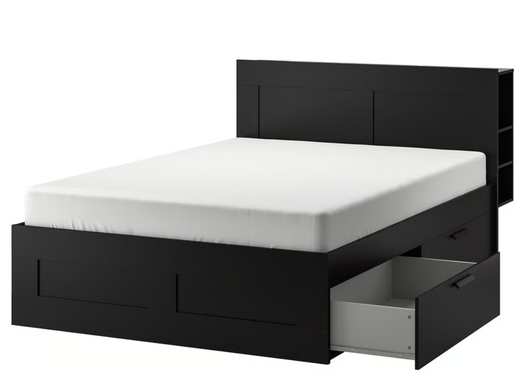 IKEA Brimnes Bed Frame with Storage & headboard- Black