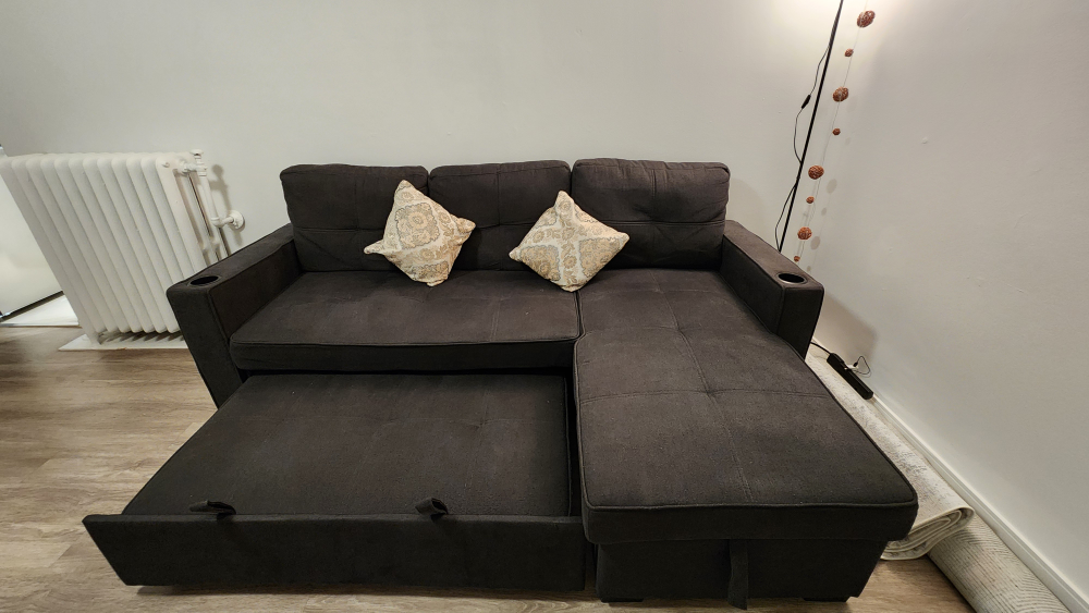 Pull-Out Sectional Sofa Bed - Dark Grey - photo 2