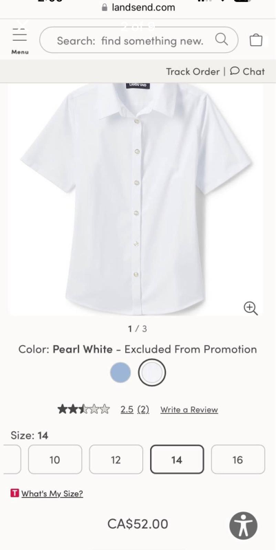 Brand New Lands' End Women's White Oxford Shirt - Size 14 - photo 3